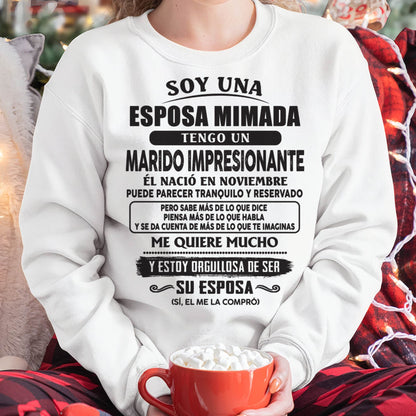 Camiseta Soy una Esposa Mimada con un Marido Impresionante Nacido en Noviembre - DTSM11 (SKU07-176-11)
