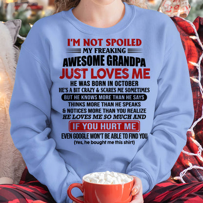 OCTOBER - AWESOME GRANDPA LOVES ME - GIFT FOR GRANDDAUGHTER FROM GRANDPA - DTSM10 (SKU09-127-10)