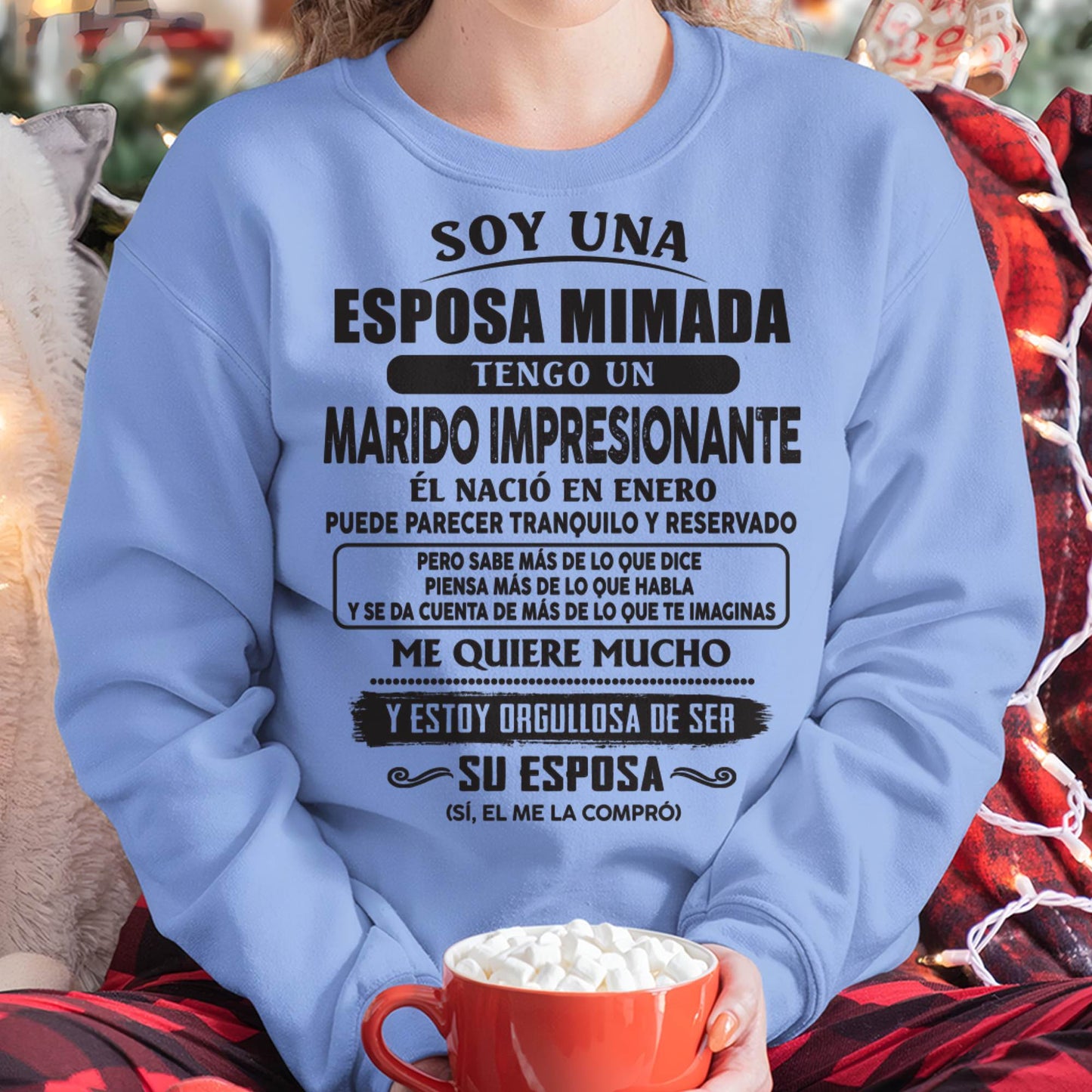Camiseta Soy una Esposa Mimada con un Marido Impresionante Nacido en Enero - DTSM01 (SKU07-176-01)