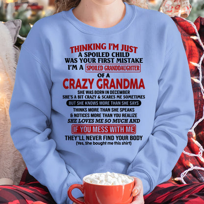 DECEMBER - I'M A SPOILED GRANDDAUGHTER OF A CRAZY GRANDMA - From Grandma - NTTD12 (SKU-GMD1-NTT12)
