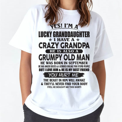 SEPTEMBER - LUCKY GRANDDAUGHTER OF CRAZY GRANDPA - PERFECT GIFT FOR YOUR GRANDDAUGHTER FROM GRANDPA - DTSM09 (SKU10-150-09)