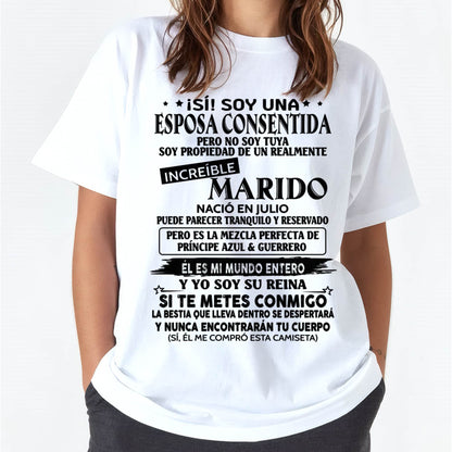 Camiseta Soy una Esposa Consentida de un Increíble Marido Nacido en Julio - DTSM07 (SKU-TBNA3)