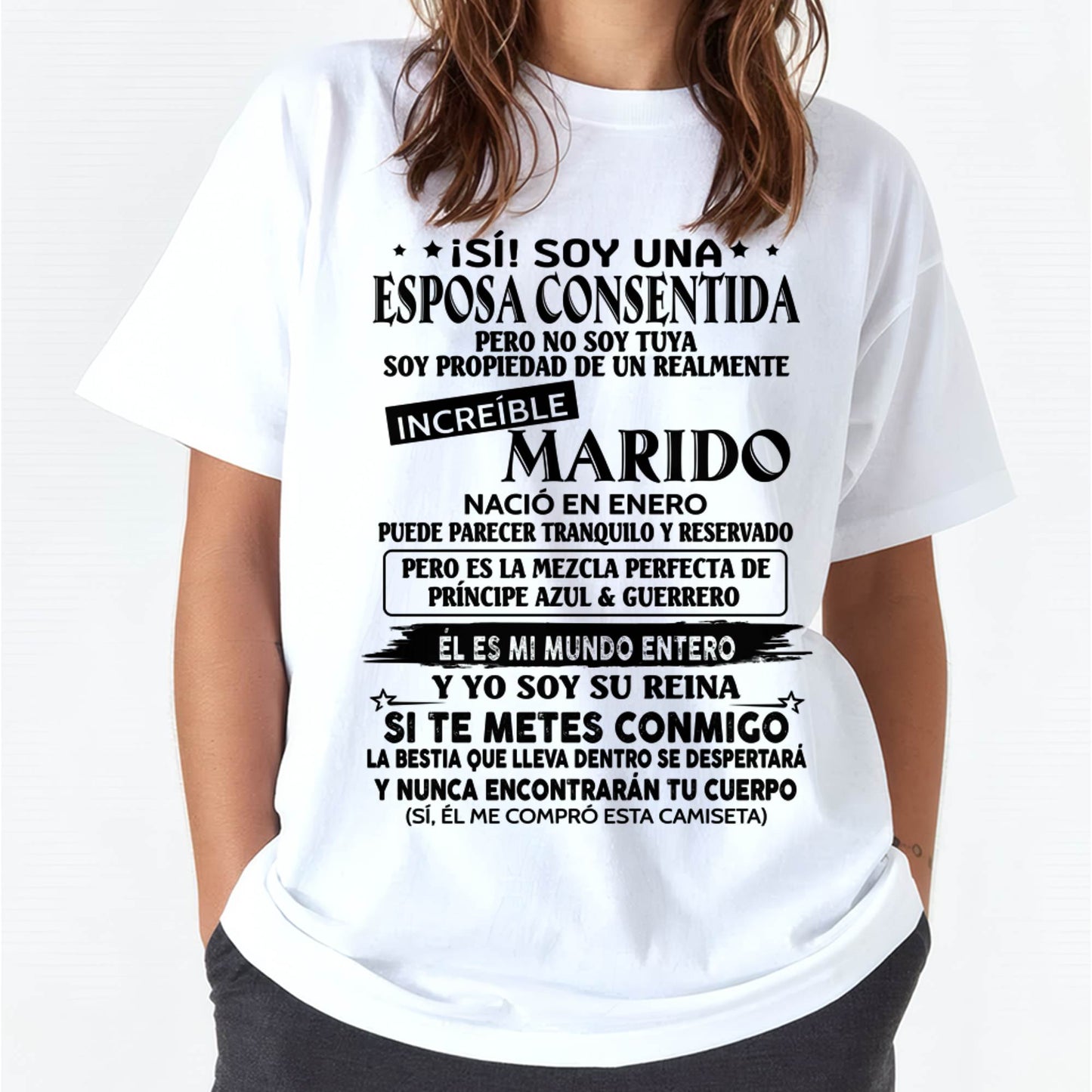 Camiseta Soy una Esposa Consentida de un Increíble Marido Nacido en Enero - DTSM01 (SKU-TBNA3)