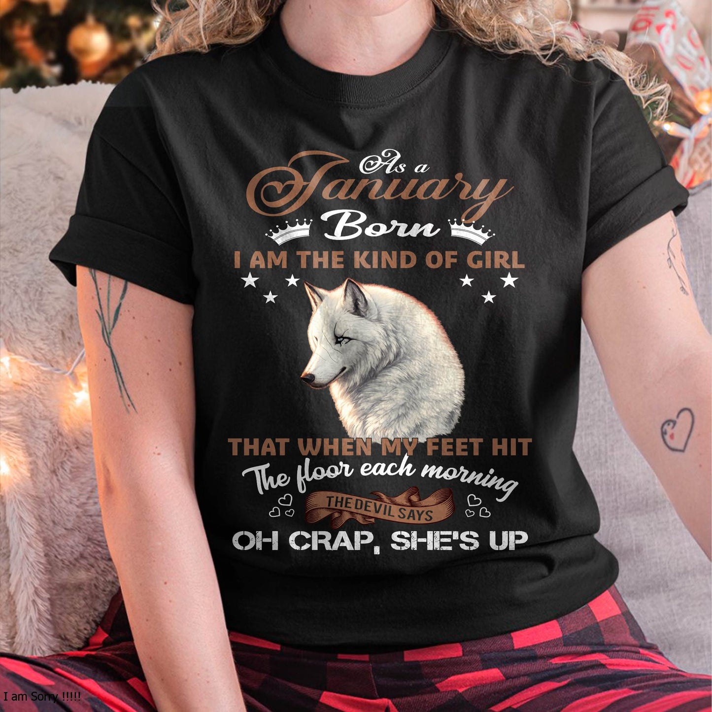 AS A JANUARY GIRL I'M FEARLESS WOLF SHIRT – GIFT FOR WOMEN - DTSM01 (SKU2604-238-01)