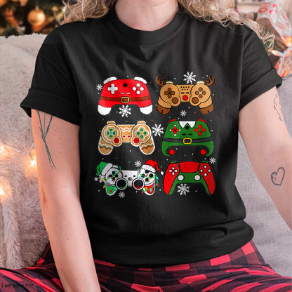 Christmas Shirts for Family, Funny christmas shirts, Christmas Unisex T-Shirt/Hoodie/Sweatshirt HLT00 - Boys Christmas Shirt Santa Elf Gaming Controllers Gamer Xmas T-Shirt