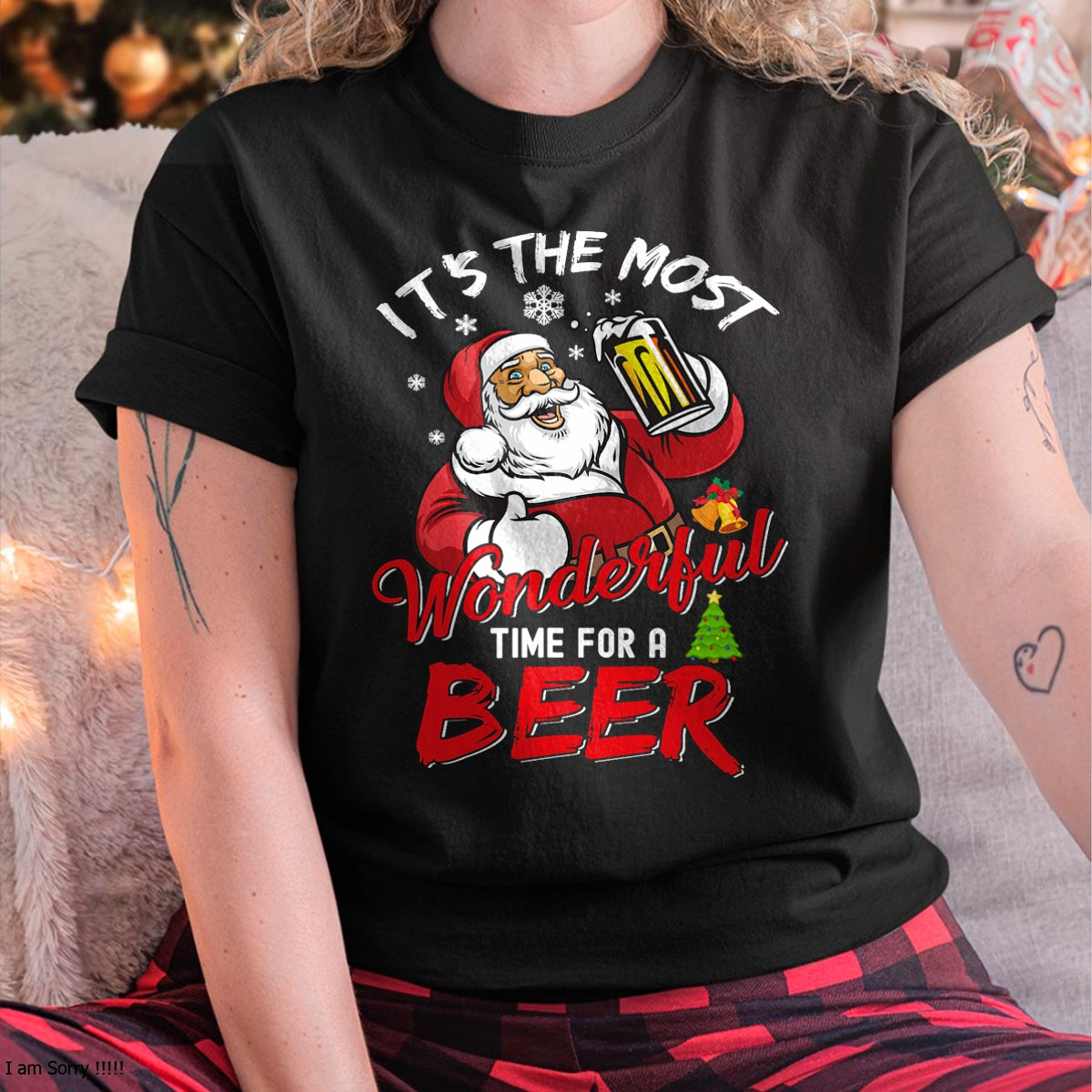 Christmas Shirts for Family, Funny christmas shirts, Christmas Unisex T-Shirt/Hoodie/Sweatshirt HLT00 - Funny Christmas Santa Claus Drinking Beer Wonderful Time T-Shirt