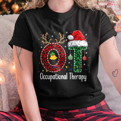 Christmas Shirts for Family, Funny christmas shirts, Christmas Unisex T-Shirt/Hoodie/Sweatshirt HLT00 - Occupational Therapy Christmas santa hat OT Therapist T-Shirt