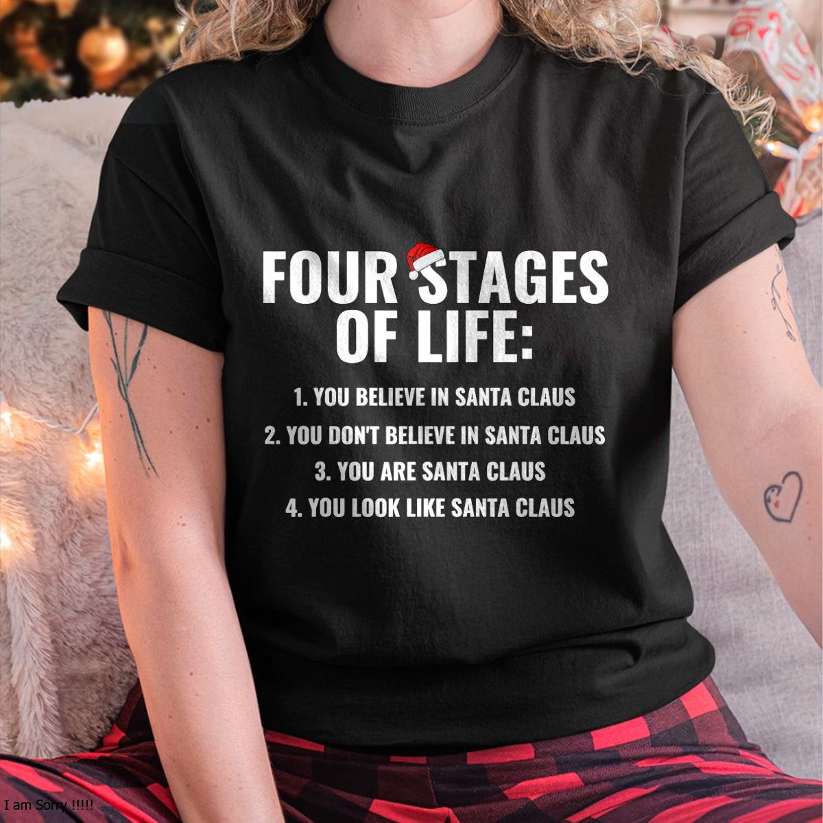 Christmas Shirts for Family, Funny christmas shirts, Christmas Unisex T-Shirt/Hoodie/Sweatshirt HLT00 - Christmas Funny Four Stages of life Santa Claus Humor Meme T-Shirt