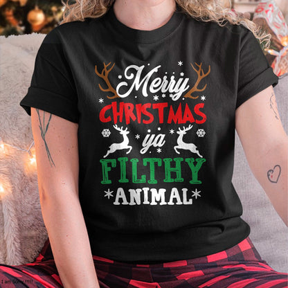 Christmas Shirts for Family, Funny christmas shirts, Christmas Unisex T-Shirt/Hoodie/Sweatshirt HLT00 - Merry Christmas Animal Filthy Ya Xmas Pajama T-Shirt