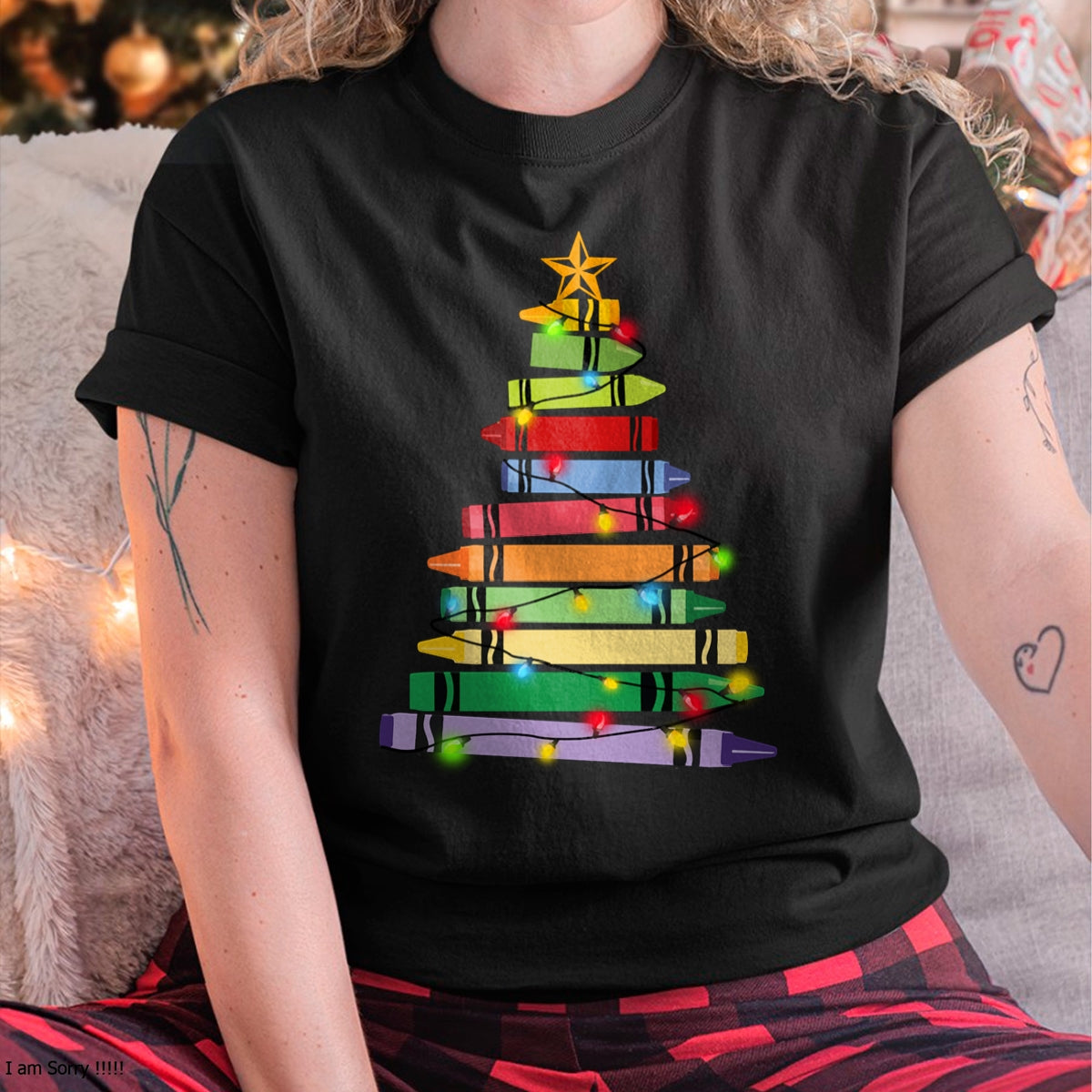 Christmas Shirts for Family, Funny christmas shirts, Christmas Unisex T-Shirt/Hoodie/Sweatshirt HLT00 - Teacher Christmas Tshirt Crayon Tree Light Gifts Student Long Sleeve T-Shirt