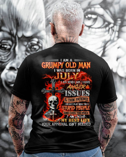 JULY - GRUMPY OLD MAN T-SHIRT - FUNNY SKULL ANGER ISSUES TEE - PERFECT GIFT FOR MEN DTSM07 (SKU12-319-07)