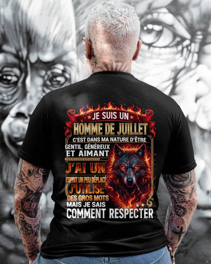 JUILLET - ESPRIT MALICIEUX MAIS SAIT RESPECTER - T-SHIRT ANNIVERSAIRE HOMME - IMPRESSION DTG PREMIUM - DTSM07 (SKU2604-87-07)