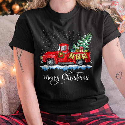 Christmas Shirts for Family, Funny christmas shirts, Christmas Unisex T-Shirt/Hoodie/Sweatshirt HLT00 - Vintage Merry Christmas Red Truck Old Fashioned Christmas Long Sleeve T-Shirt
