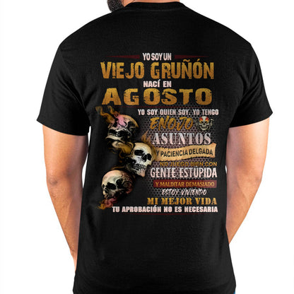 Agosto - Viejo Gruñón - Camiseta Divertida de Calavera con Problemas de Ira - Regalo Perfecto Para Ti - DTSM08 (SKU09-58-08)
