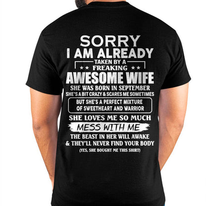 September - Sorry I’m Already Taken by an Awesome Wife - Perfect Gift From Wife - DTSM09 (SKU68-86-09)