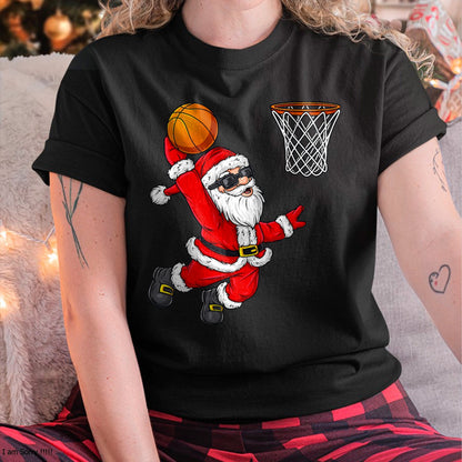 Christmas Shirts for Family, Funny christmas shirts, Christmas Unisex T-Shirt/Hoodie/Sweatshirt HLT00 - Christmas Santa Claus Dunking A Basketball Boys Kids Xmas T-Shirt