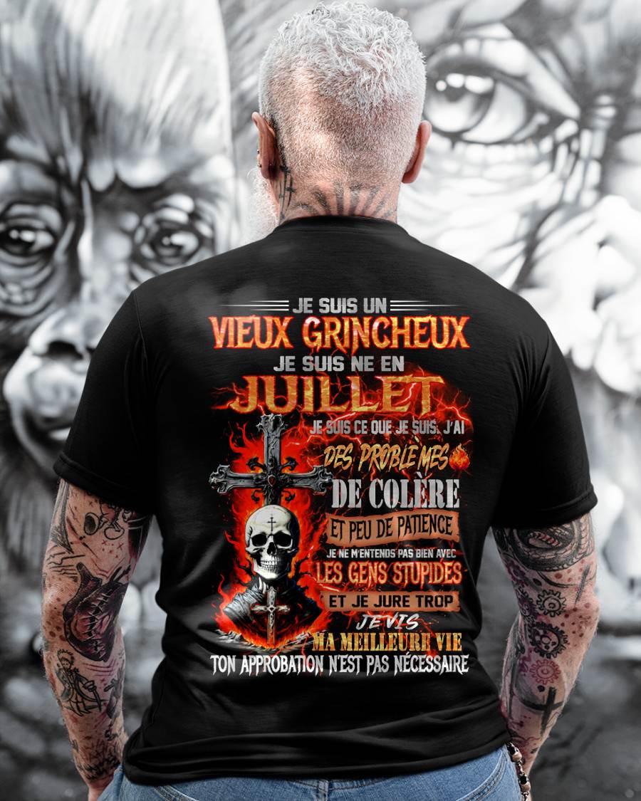 Je Suis Un Vieux Grincheux Né en Juillet – T-Shirt Homme Fort Caractère - DTSM07 (SKU26T-01141-07)