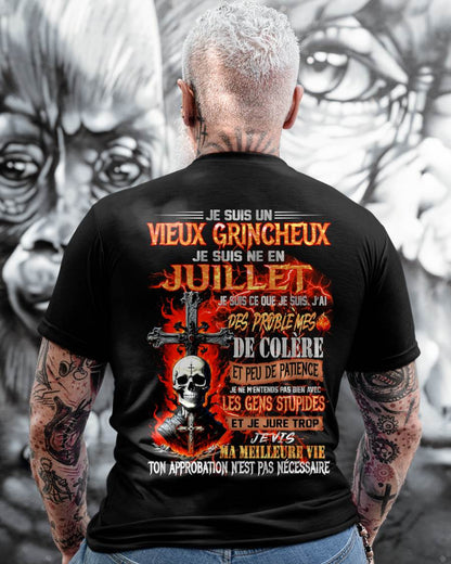 Je Suis Un Vieux Grincheux Né en Juillet – T-Shirt Homme Fort Caractère - DTSM07 (SKU26T-01141-07)