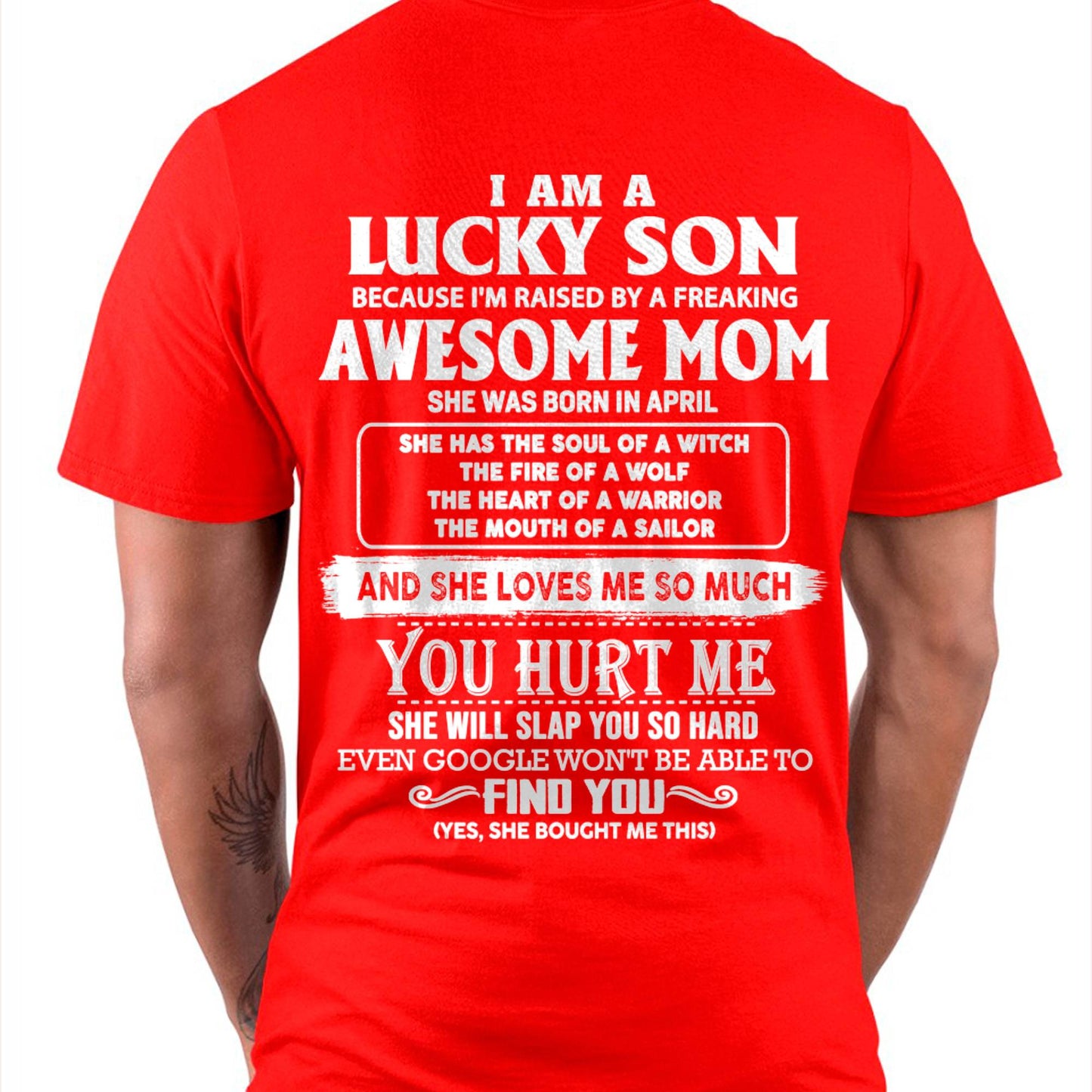 Lucky Son Of Awesome Mom Shirt - Perfect Gift For Your Son From Mom DTSM04 (SKU07-69-04)