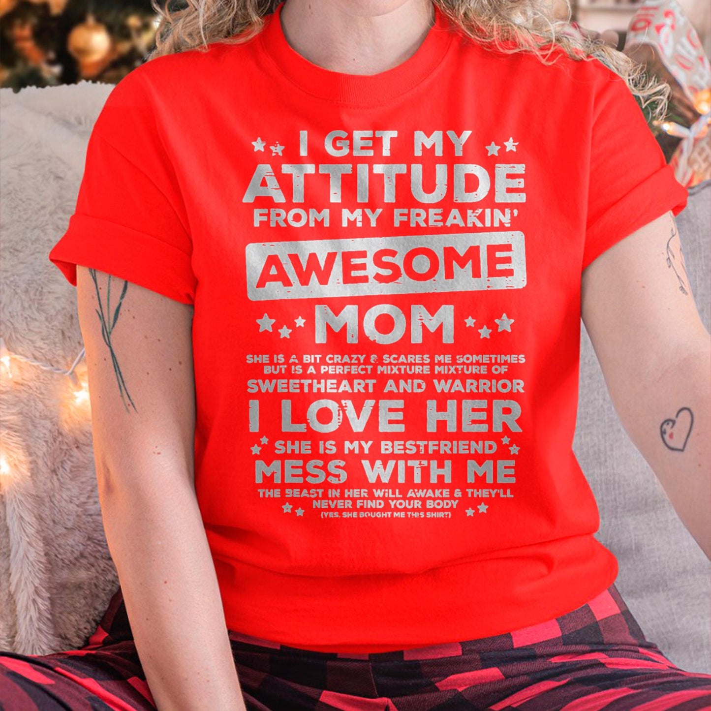 Got My Attitude From Awesome Mom Mothers Day Daughter Son T-Shirt - Gift for Daughter and Son From Mom - NGHL00