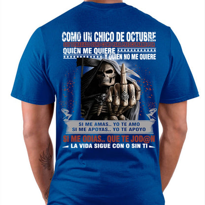 Camiseta de Cumpleaños de Octubre para Hombre – Camiseta de Calavera Grim Reaper Ruda - DTSM10 (SKU08-73-10)