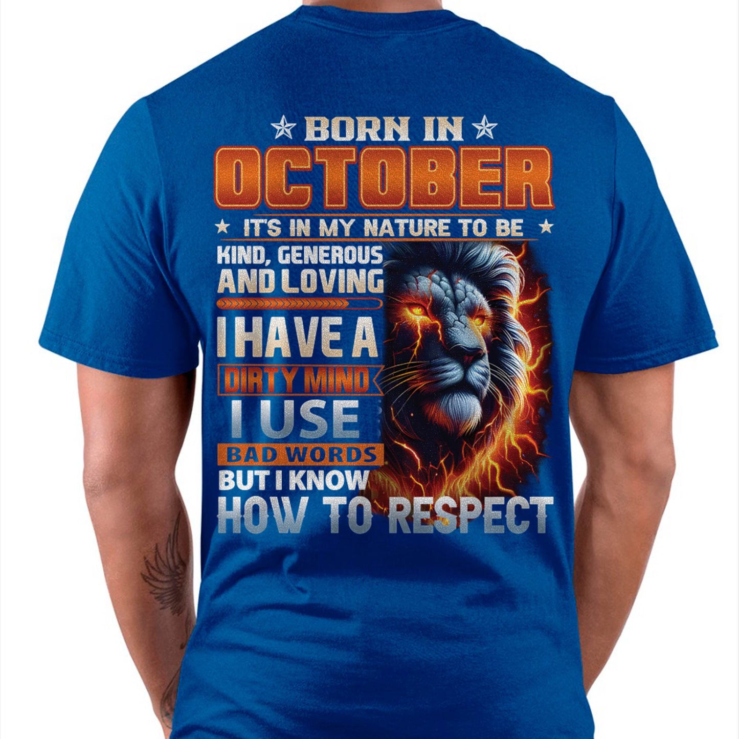 OCTOBER - DIRTY MIND BUT KNOWS RESPECT - BIRTHDAY T-SHIRT FOR MEN - DTSM10 (SKU08-84-10)