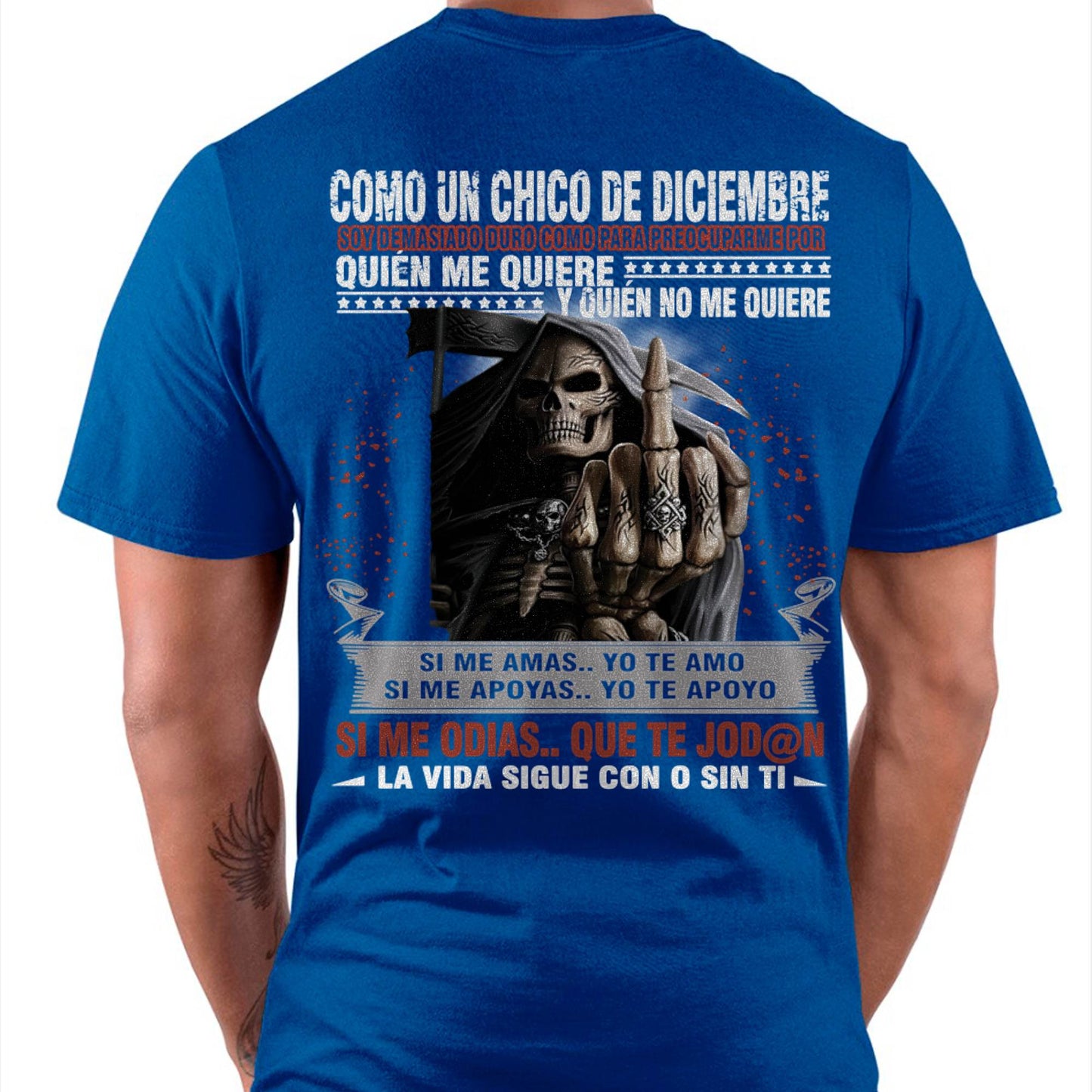 Camiseta de Cumpleaños de Diciembre para Hombre – Camiseta de Calavera Grim Reaper Ruda - DTSM12 (SKU08-73-12)