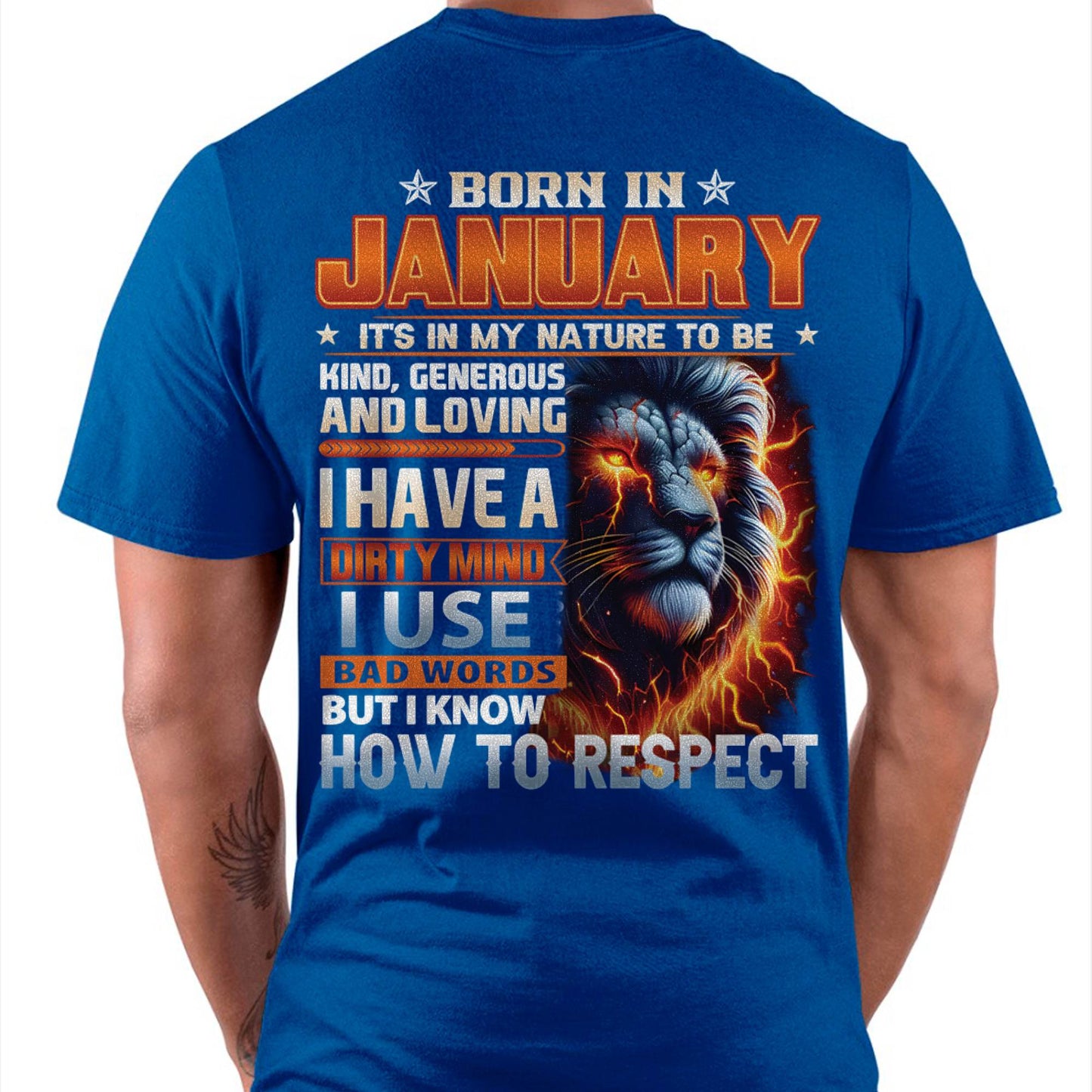 JANUARY - DIRTY MIND BUT KNOWS RESPECT - BIRTHDAY T-SHIRT FOR MEN - DTSM01 (SKU08-84-01)