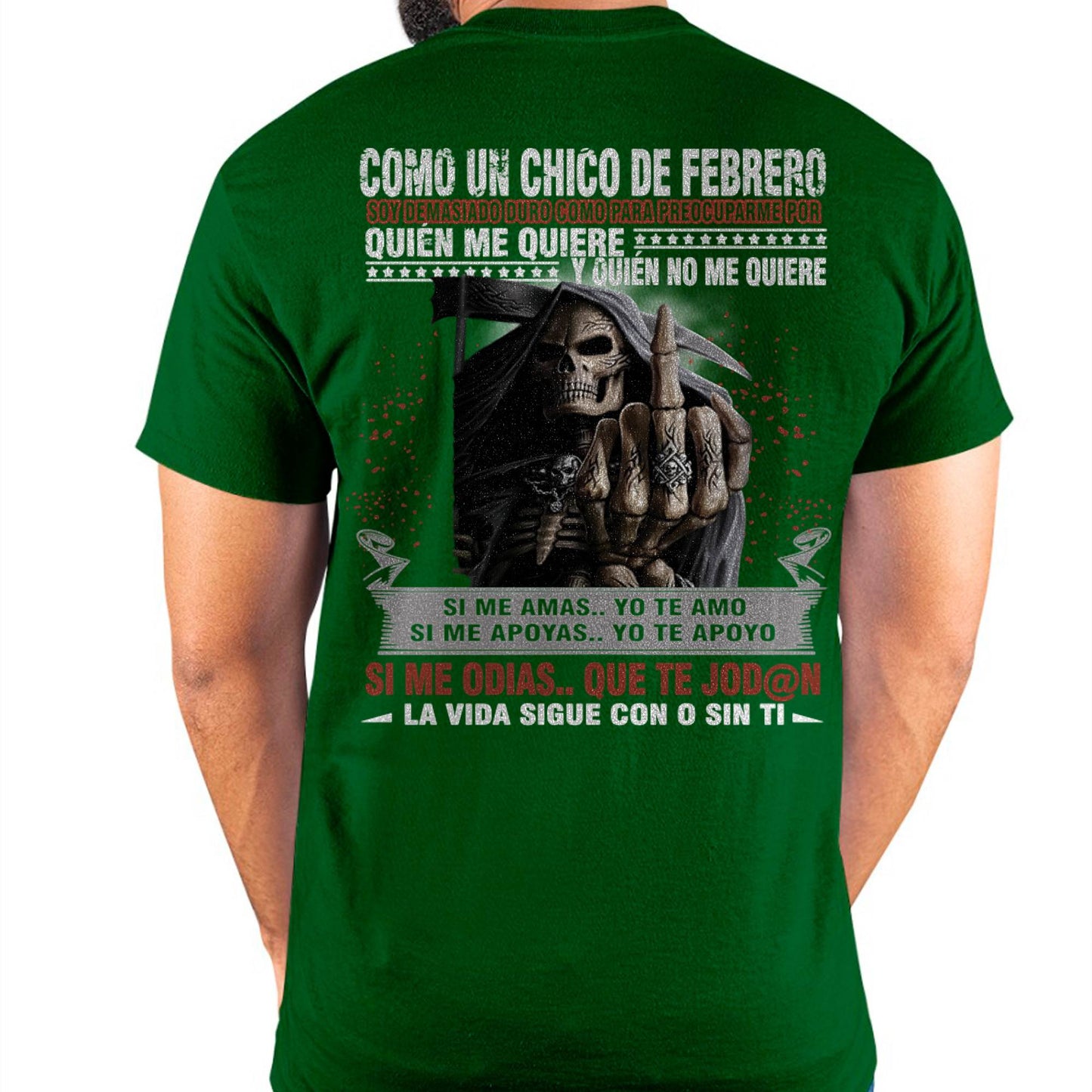 Camiseta de Cumpleaños de Febrero para Hombre – Camiseta de Calavera Grim Reaper Ruda - DTSM02 (SKU08-73-02)