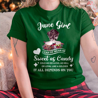 June Girl T-Shirt – Sweet As Candy, Cold As Ice - Birthday Gift for Women - DTSM06 (SKU26T-01-38-06)