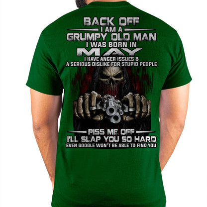 May - Grumpy Old Man T-Shirt – Funny Skull Gun Graphic Tee for Men - DTSM05 (SKU09-109-05)