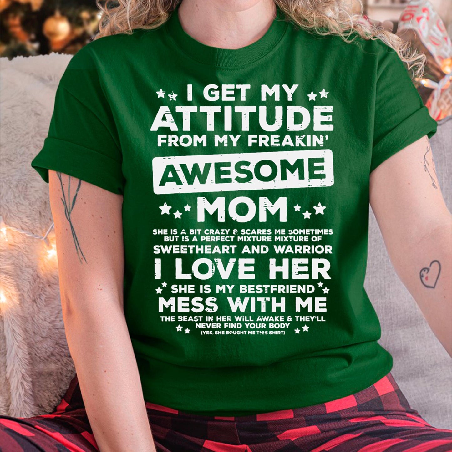 Got My Attitude From Awesome Mom Mothers Day Daughter Son T-Shirt - Gift for Daughter and Son From Mom - NGHL00