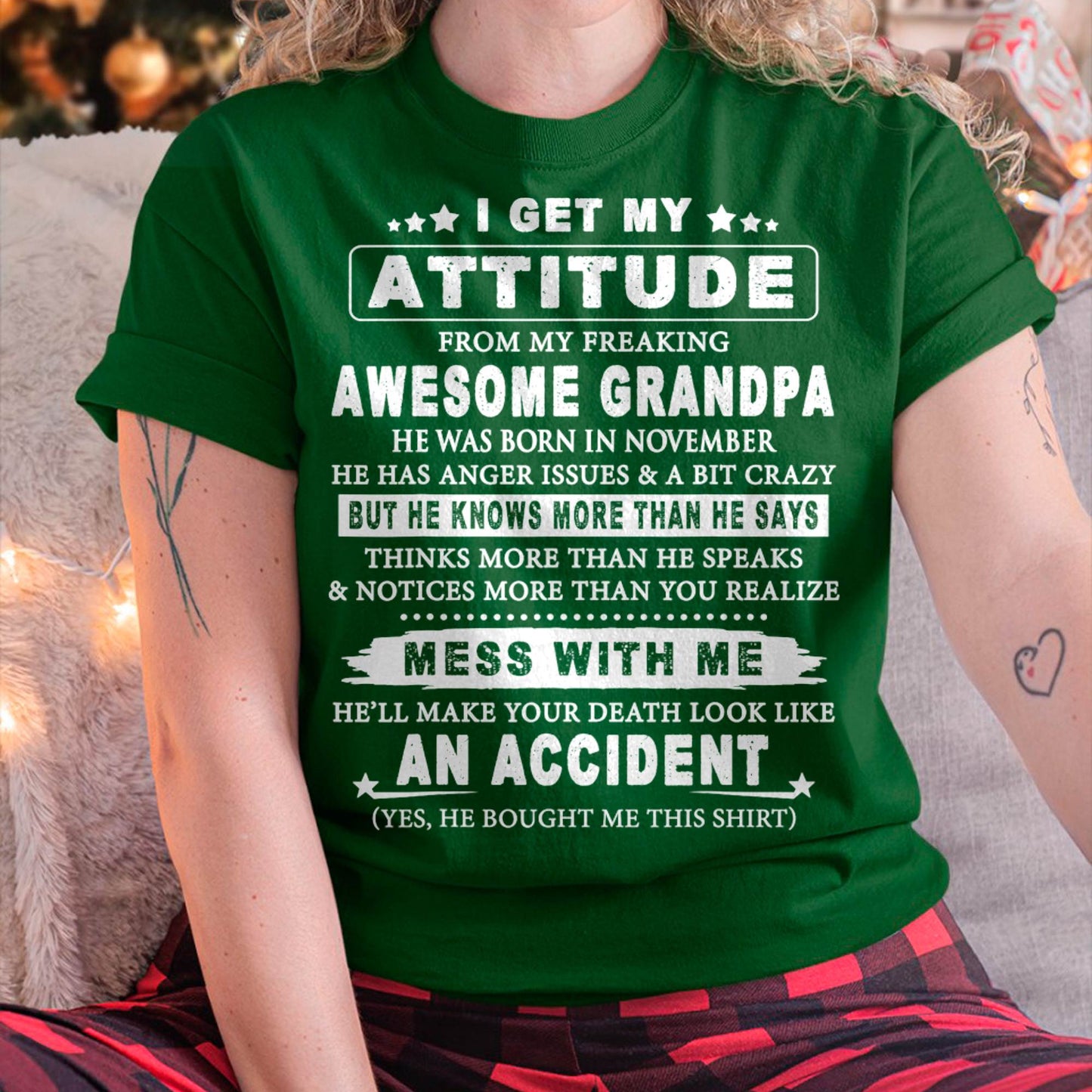Attitude from Grandpa November Edition – Funny Family T-Shirt – From Grandpa to Granddaughter - DTSM11 (SKU07-171-11)