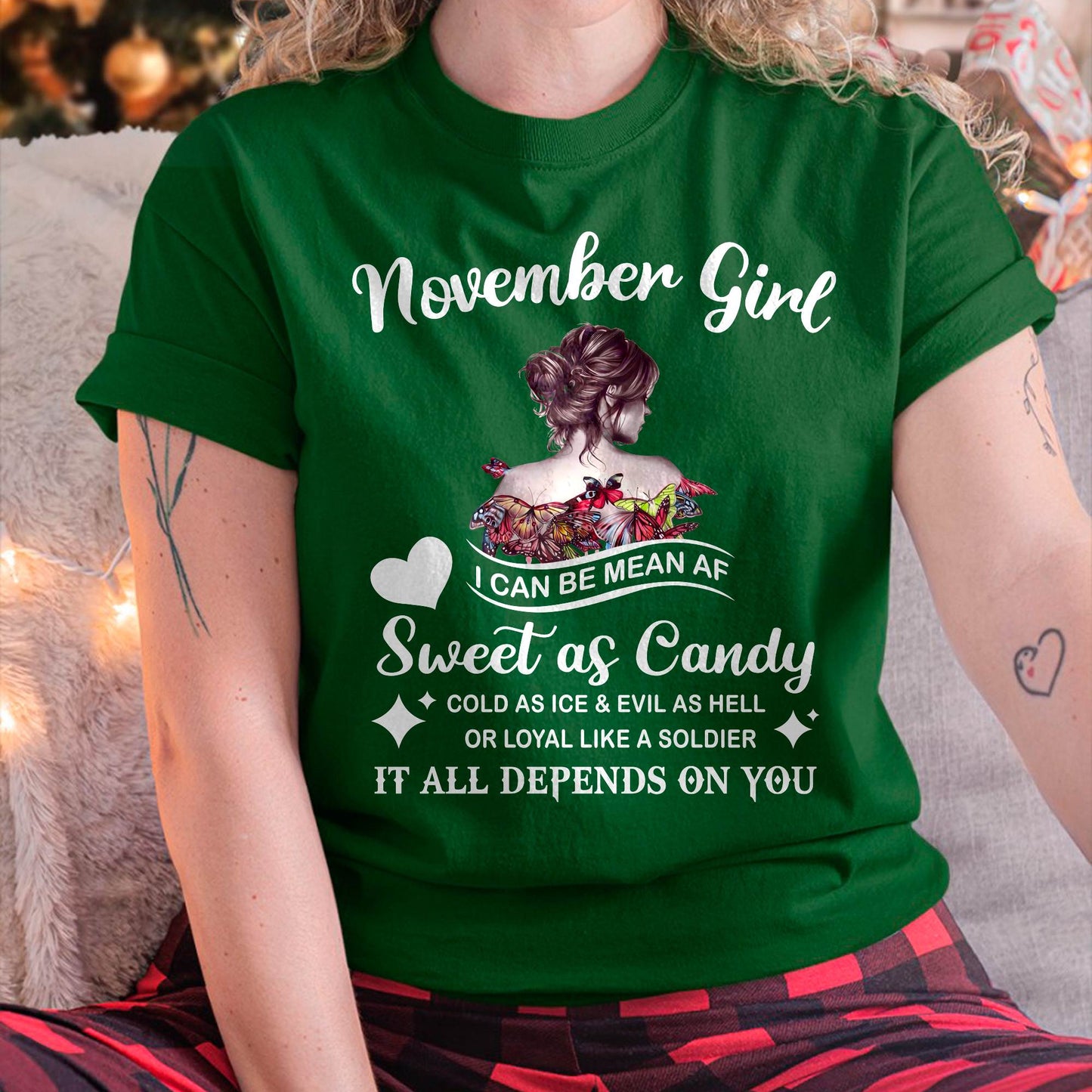 November Girl T-Shirt – Sweet As Candy, Cold As Ice - Birthday Gift for Women - DTSM11 (SKU26T-01-38-11)
