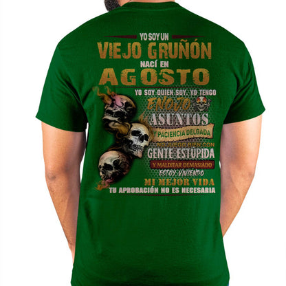 Agosto - Viejo Gruñón - Camiseta Divertida de Calavera con Problemas de Ira - Regalo Perfecto Para Ti - DTSM08 (SKU09-58-08)