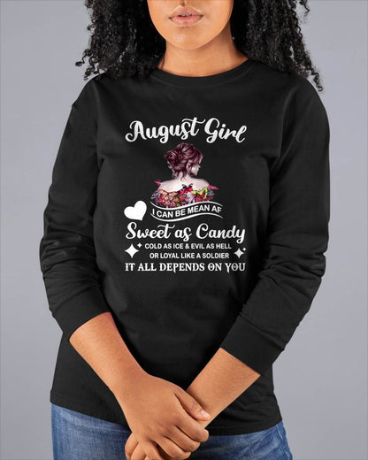 August Girl T-Shirt – Sweet As Candy, Cold As Ice - Birthday Gift for Women - DTSM08 (SKU26T-01-38-08)