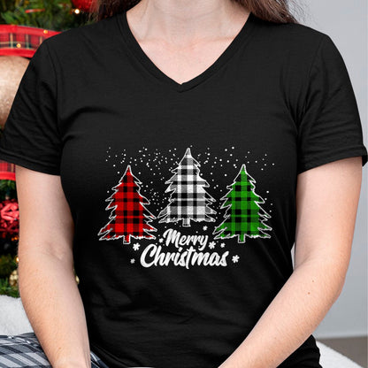 Christmas Shirts for Family, Funny christmas shirts, Christmas Unisex T-Shirt/Hoodie/Sweatshirt HLT00 - Merry Christmas Tree Xmas Buffalo Plaid Red White Green T-Shirt