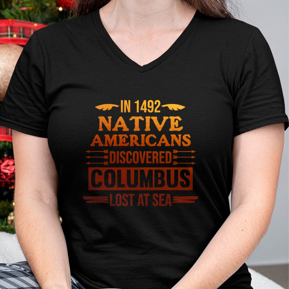 Native American T-Shirts, Vintage Native American Unisex T-Shirt/Hoodie/Sweatshirt HLT00 - Native Americans Discovered Native American Day Graphic T-Shirt (1)