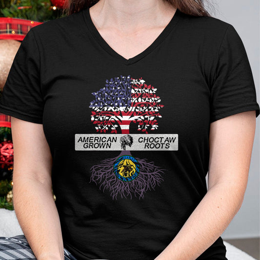 Native American T-Shirts, Vintage Native American Unisex T-Shirt/Hoodie/Sweatshirt HLT00 - American Flag - American Grown with Choctaw Roots Native American Pride Tree T-Shirt (1)