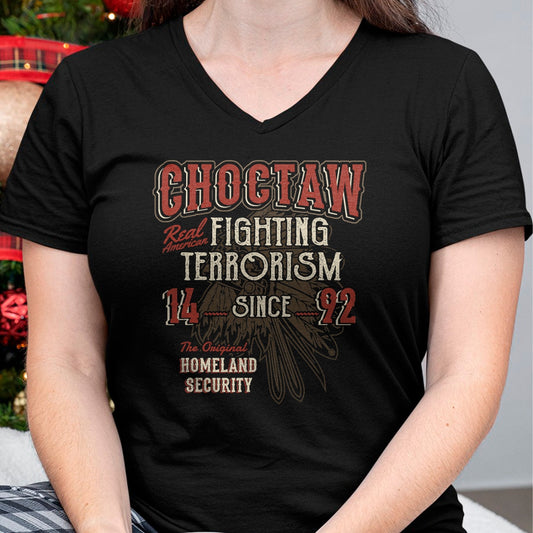 Native American T-Shirts, Vintage Native American Unisex T-Shirt/Hoodie/Sweatshirt HLT00 - American Flag - Choctaw Fighting Terrorism Since 1492 Native American T-Shirt