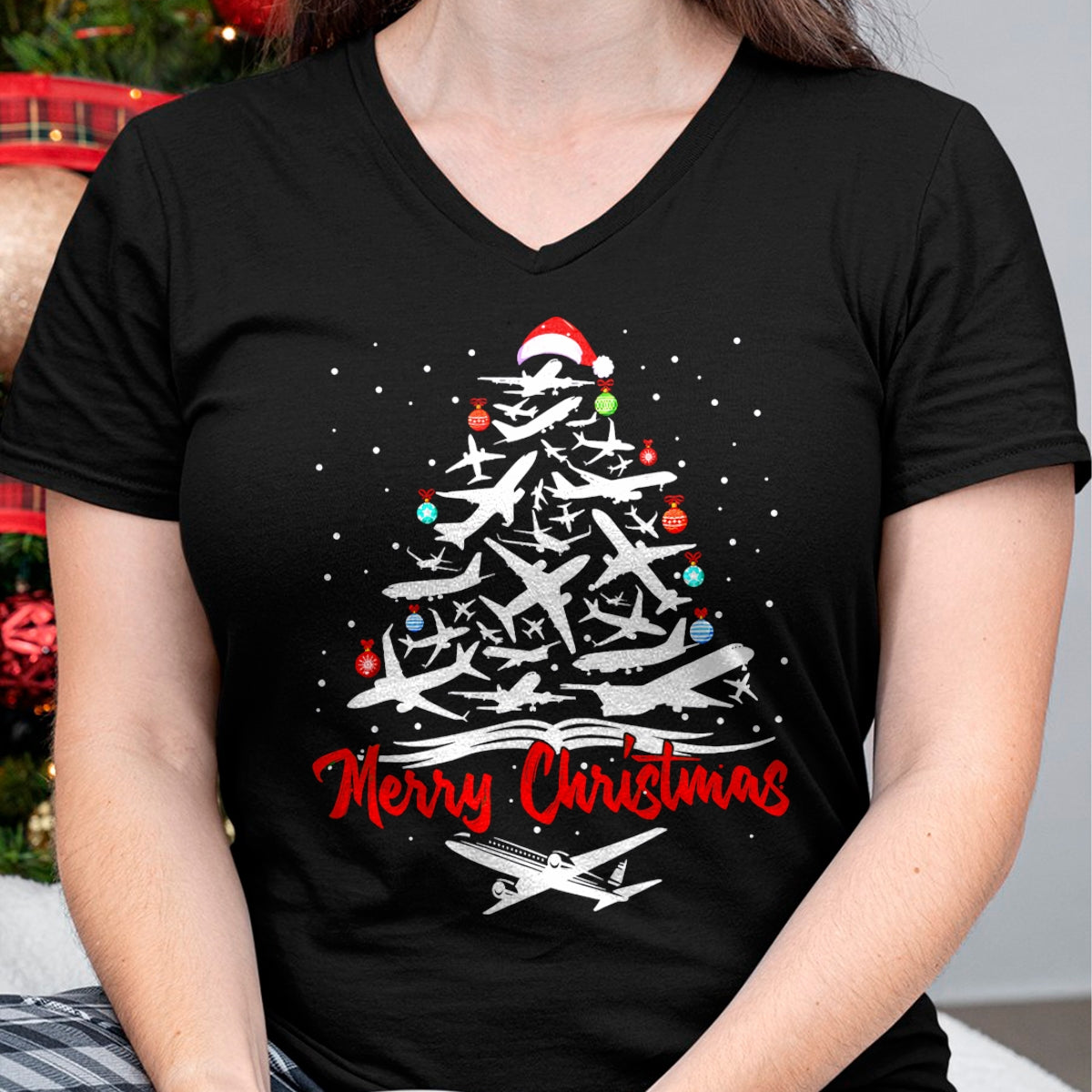 Christmas Shirts for Family, Funny christmas shirts, Christmas Unisex T-Shirt/Hoodie/Sweatshirt HLT00 - Airplane Christmas Tree tshirts T-Shirt