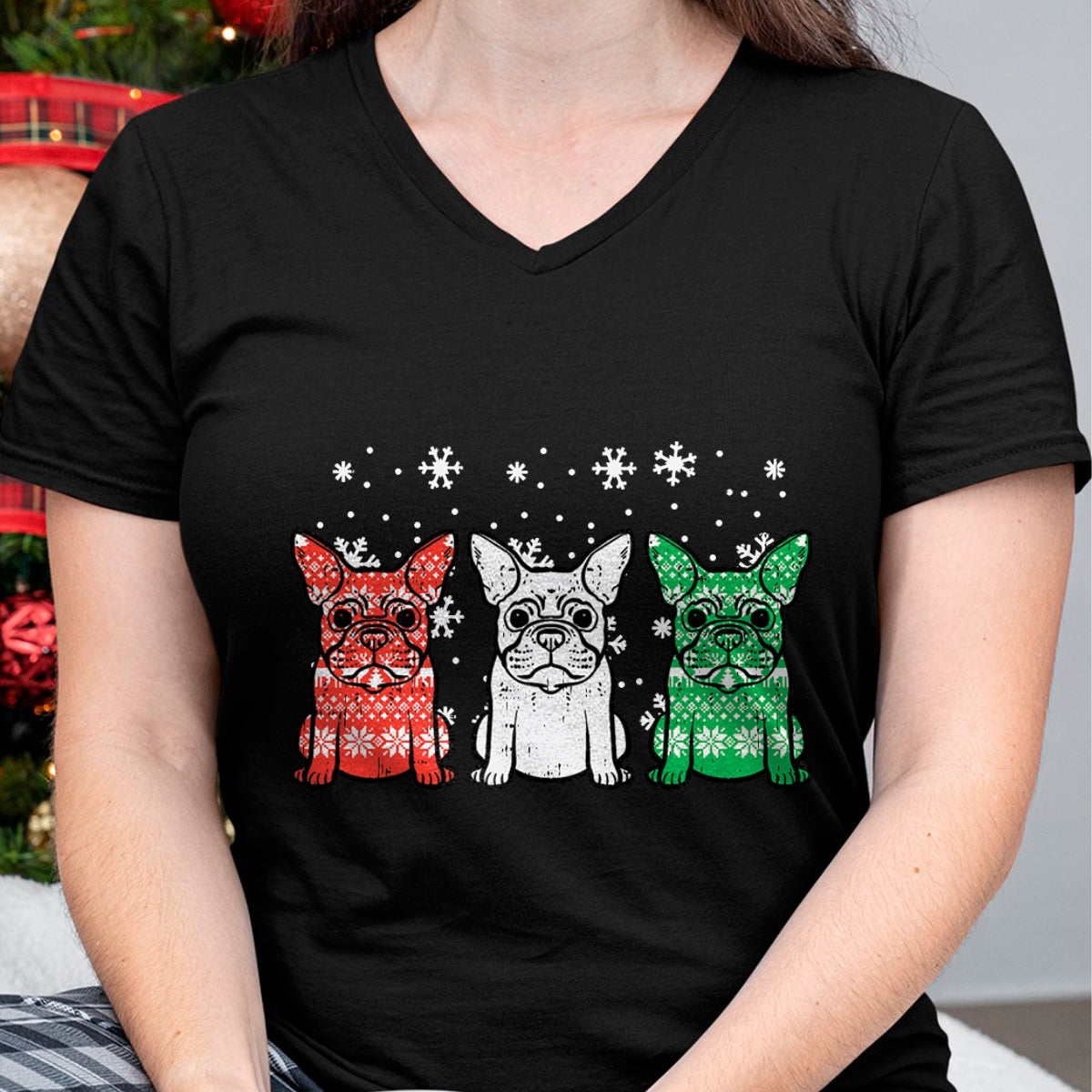 Christmas Shirts for Family, Funny christmas shirts, Christmas Unisex T-Shirt/Hoodie/Sweatshirt HLT00 - Christmas French Bulldogs Xmas Frenchie Dog Men Women Kids T-Shirt
