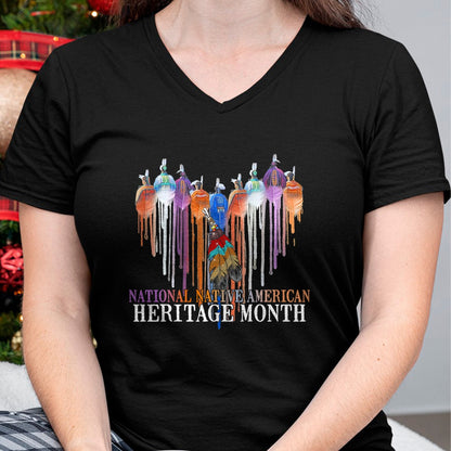 Native American T-Shirts, Vintage Native American Unisex T-Shirt/Hoodie/Sweatshirt HLT00 - National Native American Heritage Month Heart Watercolor T-Shirt (1)