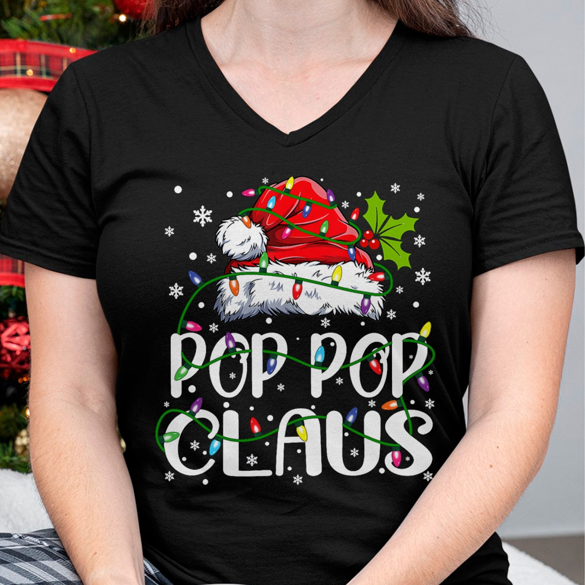 Christmas Shirts for Family, Funny christmas shirts, Christmas Unisex T-Shirt/Hoodie/Sweatshirt HLT00 - Pop Pop Claus Shirt Christmas Lights Pajama Family Matching T-Shirt