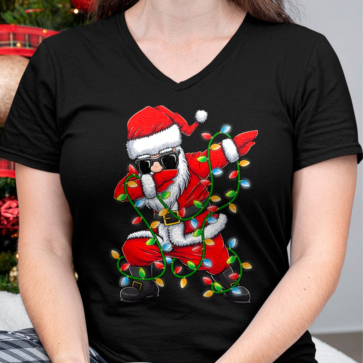 Christmas Shirts for Family, Funny christmas shirts, Christmas Unisex T-Shirt/Hoodie/Sweatshirt HLT00 - Dabbing Santa Xmas Lights Girls Boys Kids Christmas Gifts T-Shirt