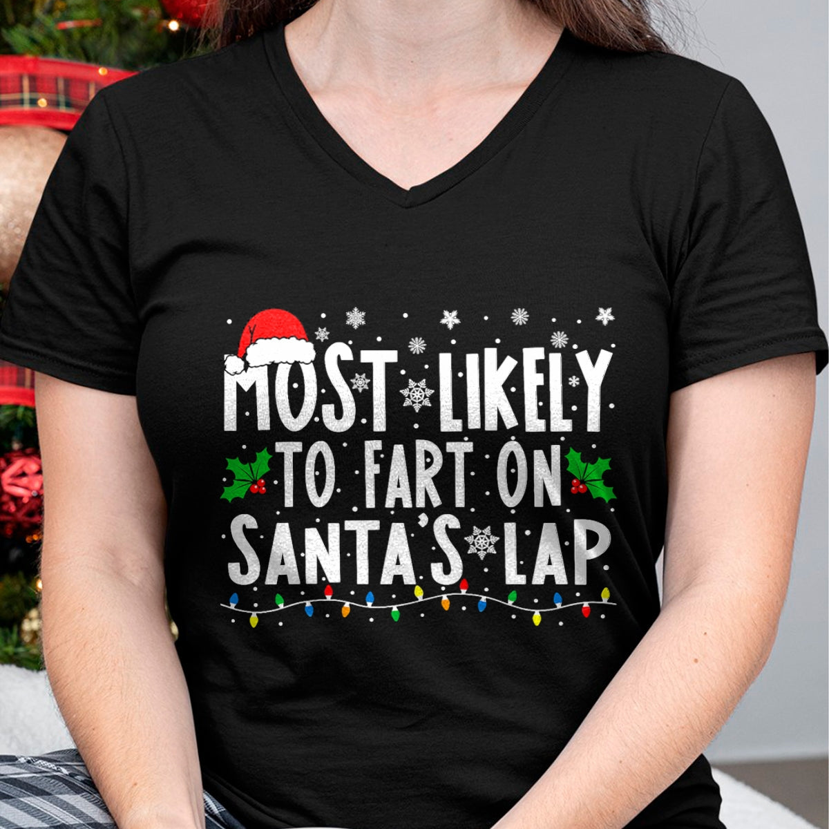 Christmas Shirts for Family, Funny christmas shirts, Christmas Unisex T-Shirt/Hoodie/Sweatshirt HLT00 - Most Likely To Fart On Santa_s Lap Family Matching Christmas T-Shirt