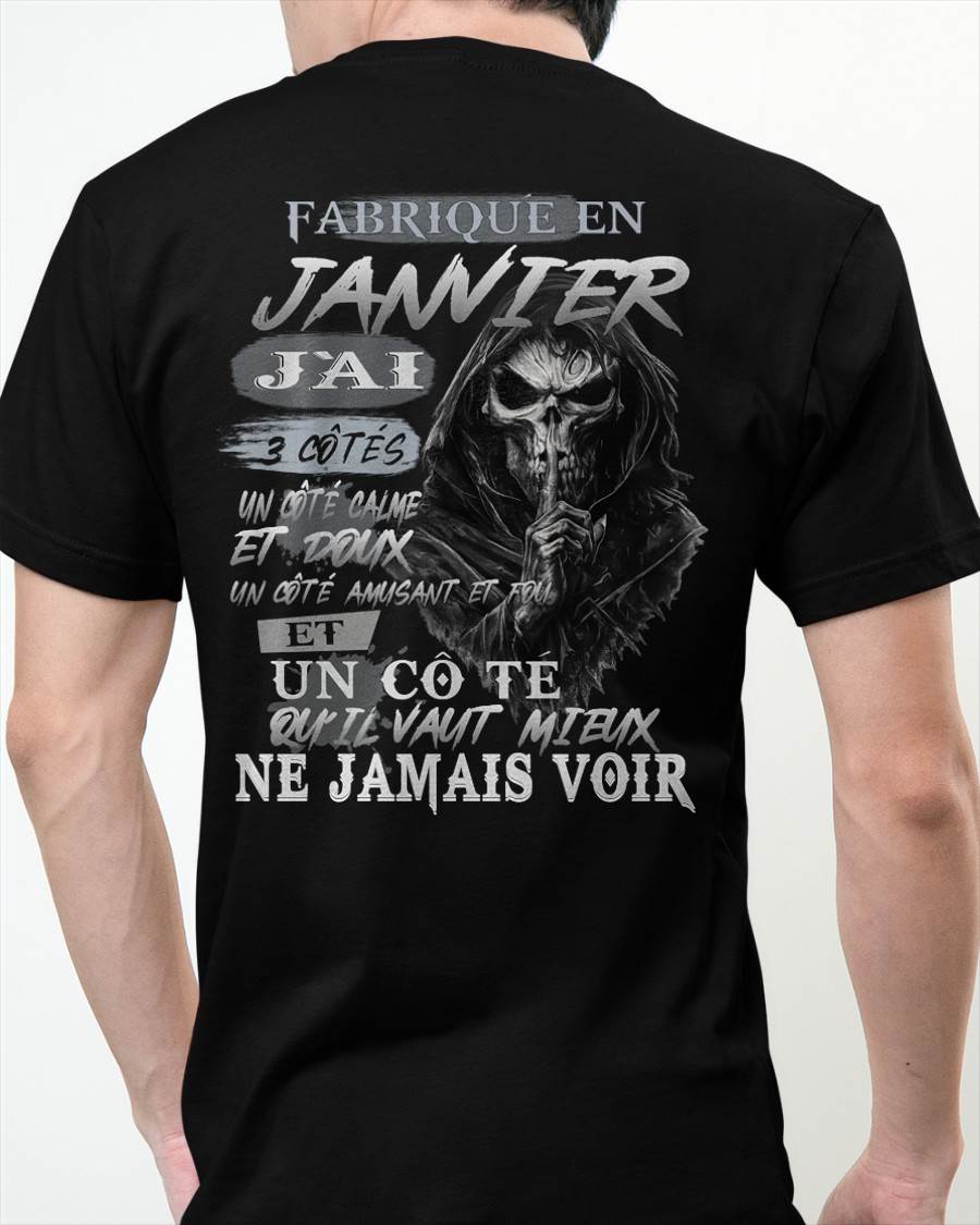 Fabriqué en Janvier – J’ai 3 Côtés | T-Shirt Homme Caractère Fort - DTSM01 (SKU26T-01174-01)