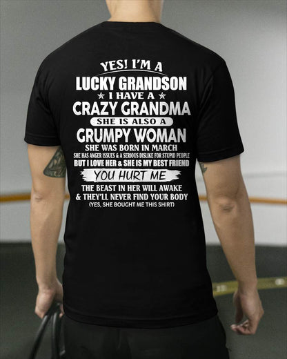 MARCH - LUCKY GRANDSON OF CRAZY GRANDMA - PERFECT GIFT FROM GRANDMA - DTSM03 (SKU2607-03-03)