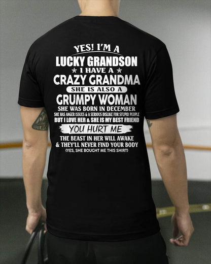 DECEMBER - LUCKY GRANDSON OF CRAZY GRANDMA - PERFECT GIFT FROM GRANDMA - DTSM12 (SKU2607-03-12)