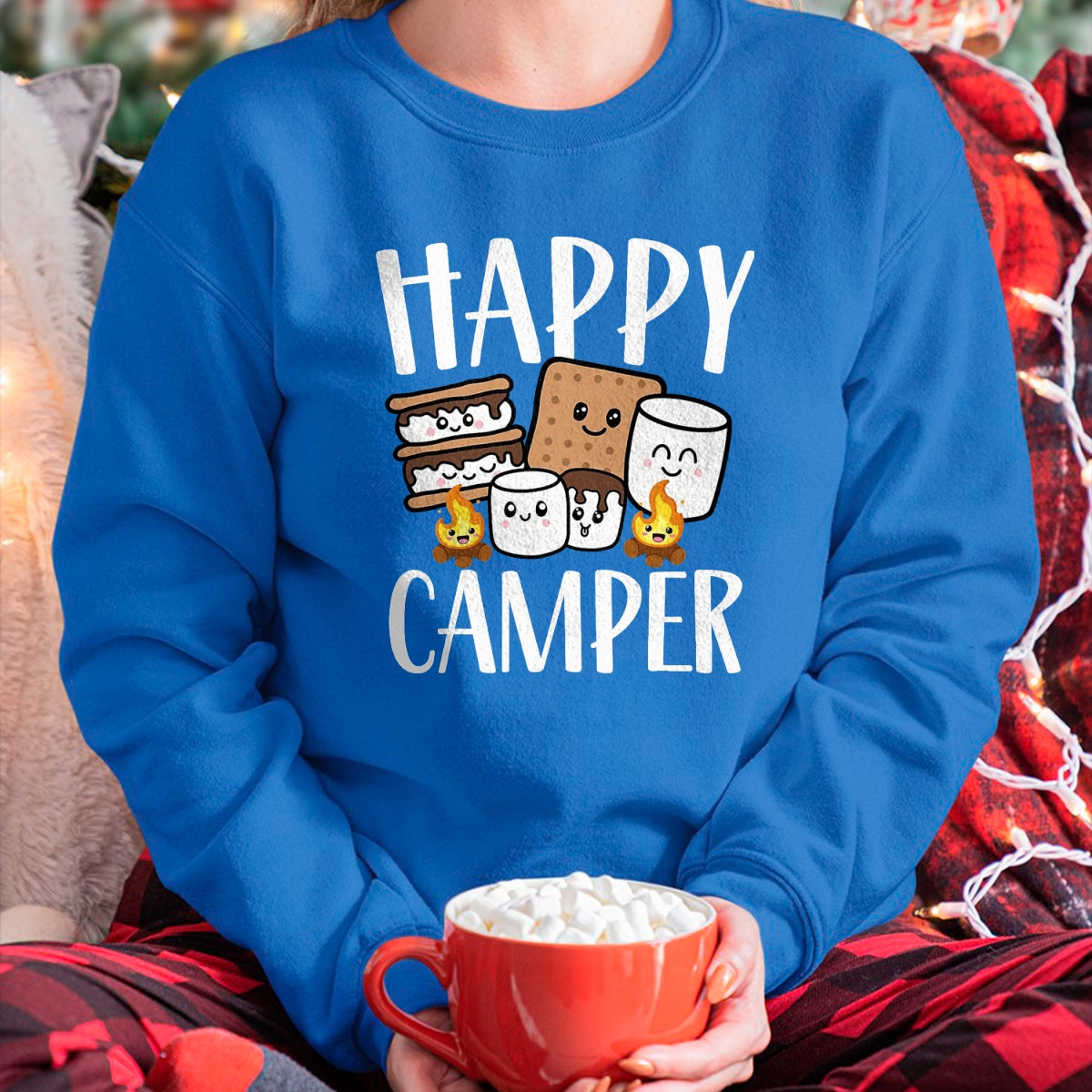 Funny Camping Shirt, Gift For Camping Lover Unisex T-Shirt/Hoodie/Sweatshirt HLT00 - Kawaii Smore Happy Camper Camping Crew Trip Campfire Squad T-Shirt, Men, Black, 3X-Large